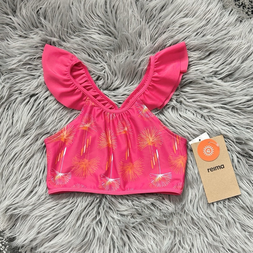 REIMA Girls Ruffled Berry Pink Caribou Bikini Top Size 8Y NEW